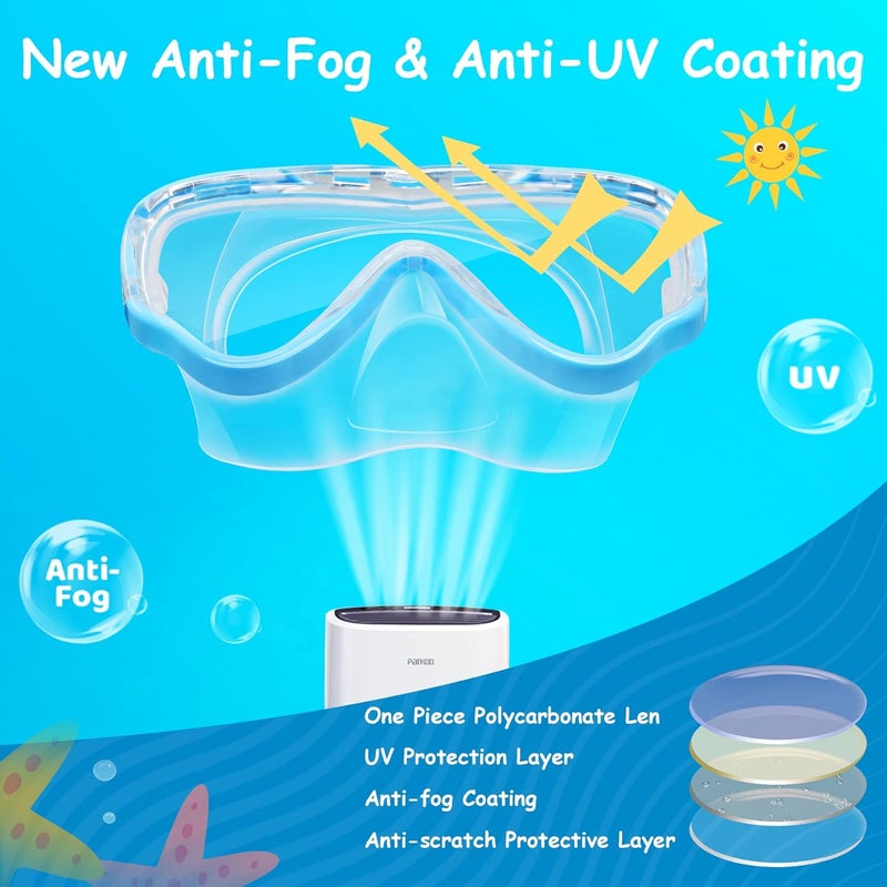 Vvinca Kids-Goggles with Nose Cover, Diving Mask Elastic Fabric Strap Anti Fog Anti Shattered Lens for Kids Swim Goggles 3-14 - Image 5